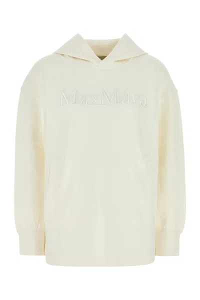 MAX MARA FELPA VISIERA OVERSIZE IN MISTO COTONE BIANCO  DONNA
