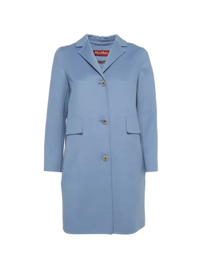 Pre-owned Max Mara Felt Button-front Coat In Blue