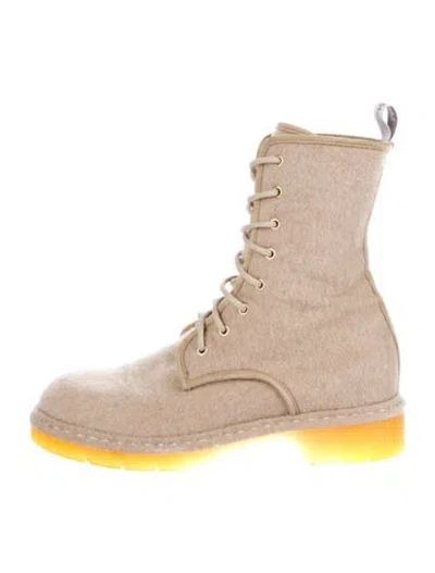 Pre-owned Max Mara Felt Combat Boots In Neutral