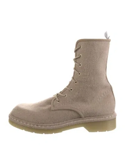 Pre-owned Max Mara Felt Lace-up Boots In Neutrals