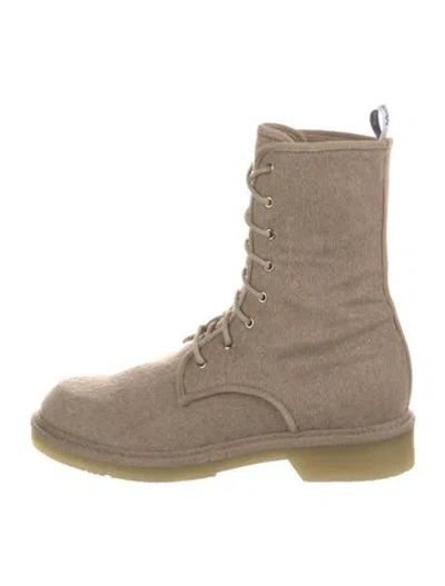 Pre-owned Max Mara Felt Lace-up Boots In Neutrals