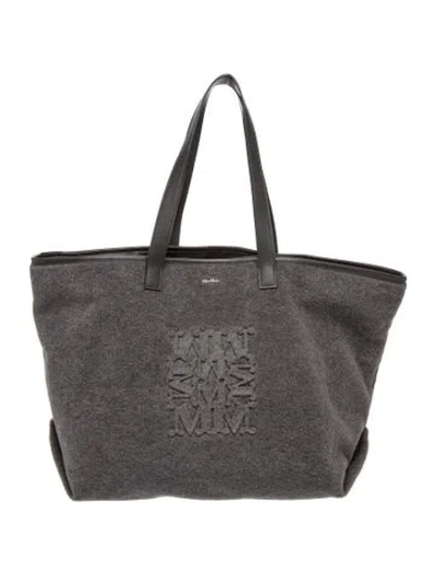 Pre-owned Max Mara Felt Tote In Grey
