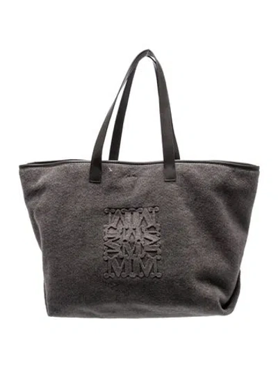 Pre-owned Max Mara Felt Tote In Grey