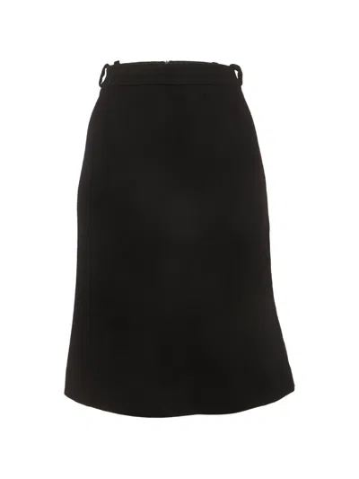Pre-owned Max Mara Felted Pencil Skirt In Black