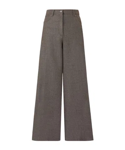 Max Mara Felted Wool Wide-leg Trousers In Brown