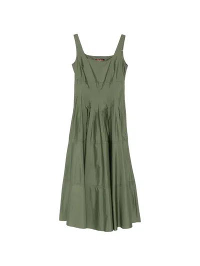 Max Mara Feltre Pleated Tiered Dress In Green