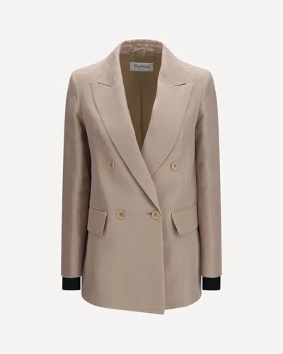 Max Mara Tailored Jacket Buttoned Cuffs Satin Lapels In Neutral