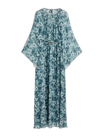 Max Mara Feminine Blue Printed Long Dress For Women