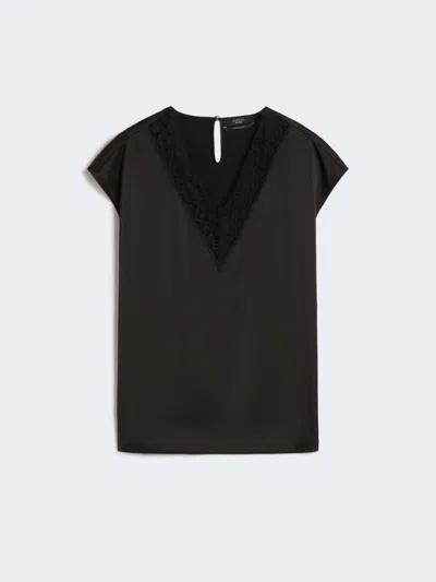 Max Mara Feminine Satin Top In Black