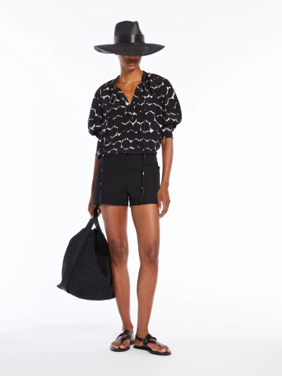 Max Mara Feminine Shirt In Printed Twill In Black