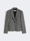Max Mara Salmone Single-breasted Tweed Blazer Jacket In Gray