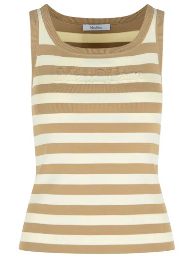 Max Mara 'fentola' Tank Top In Ivory Viscose Blend Women In Brown