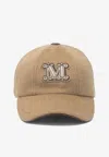 Max Mara Camel Brown Camel Wool Fedora Logo Baseball Hat In Brown