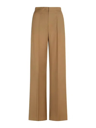 Max Mara Fernet Beige Virgin Wool Pants In Brown