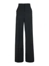 Max Mara 'fernet' Black Pants With Wide Leg And Logo Lettering On The Rear In Wool Woman