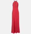 Max Mara Fernet Halterneck Cady Gown In Red