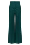 Max Mara High Waist Wide-leg Trousers With Belt Loops In Green