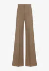 Max Mara Beige Fernet Straight Wool Pants In Brown