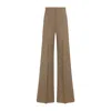 Max Mara High-waisted Wide-leg Trousers In Luxurious Virgin Wool In Brown