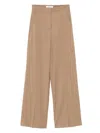 Max Mara Wide Beige Wool Trousers In Brown