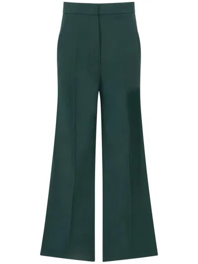 Max Mara 'fernet' Trousers In Lightweight Pure Wool Canvas  In Green