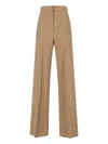 Max Mara "fernet" Virgin Wool Trousers Beige In Brown