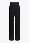 Max Mara Fernet Straight Black Virgin Wool Pants In Black