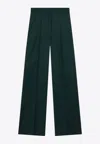 Max Mara Fernet Wide-leg Wool Pants In Green