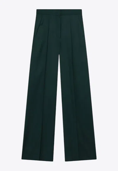 Max Mara Fernet Wide-leg Wool Pants In Green