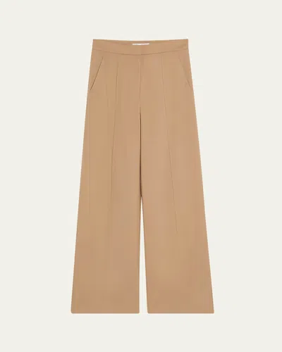 Max Mara Fernet Wide Leg Wool Trousers In Brown
