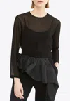 Max Mara Ferrera Semi Sheer Long-sleeved T-shirt In Black