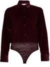 Max Mara Ciliegia Cotton Blend Shirt In Burgundy