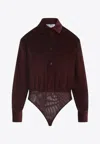 Max Mara Fertile Long-sleeved Bodysuit Shirt In Burgundy