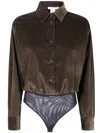 Max Mara 'fertile' Velvet Body Shirt In Brown