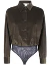 Max Mara "fertile" Velvet Body Shirt Clothing In Green
