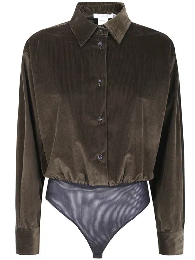 Max Mara "fertile" Velvet Body Shirt Clothing In Green