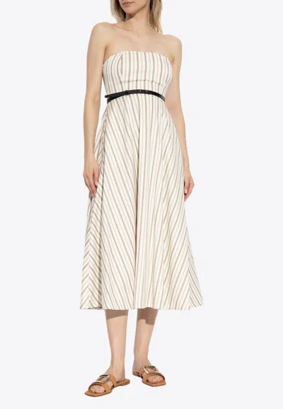 Max Mara Fervida Striped Bustier Midi Dress