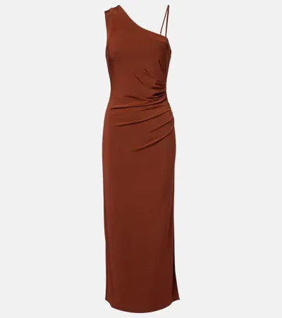 Max Mara Fiabe One-shoulder Midi Dress In Burgundy