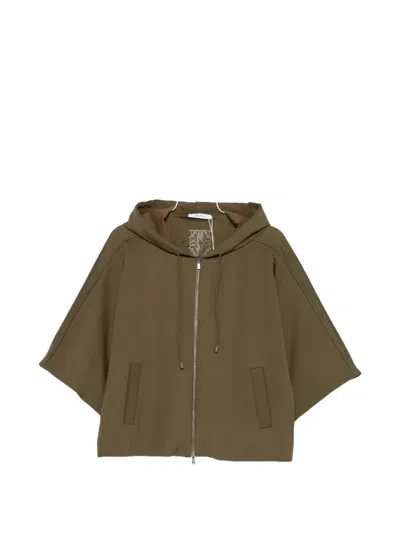 Max Mara Fidato Zip-up Hooded Jacket In Green