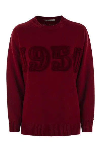 Max Mara Fido - Monogram Pullover In Wool And Cashmere In Red