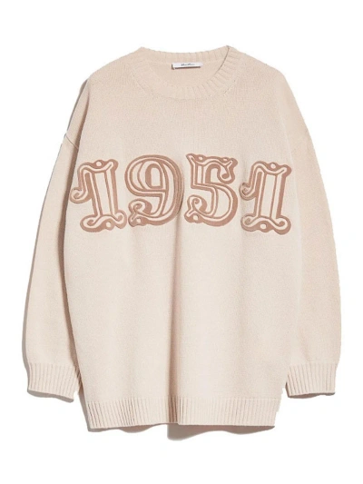 Max Mara Fido Wool And Cashmere Monogram Pullover In Pink