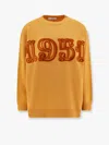 Max Mara Wool Blend Crew Neck T-shirt With Embroidered Detail In Yellow