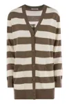 Max Mara Fiemme Striped Knit Cardigan In Brown