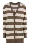 Max Mara Fiemme Striped Knit Cardigan In Brown