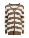Max Mara Brown Striped Button-fastening Cardigan In Brown