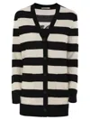Max Mara Fiemme Long Striped Wool Cardigan In Black