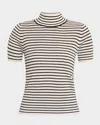 Max Mara Fiemme Striped Mock-neck Sweater In White Black