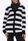 Max Mara Fiemme Striped Wool Cardigan In Gray