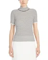 Max Mara Fiemme Striped Mock-neck Sweater In White Black