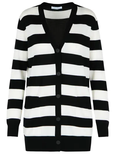 MAX MARA FIEMME TWO-TONE VIRGIN WOOL CARDIGAN